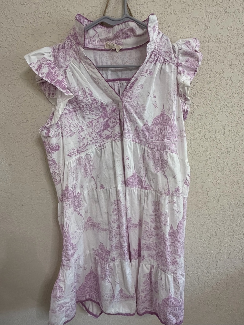Umgee Cream and Lavender Printed Blouse